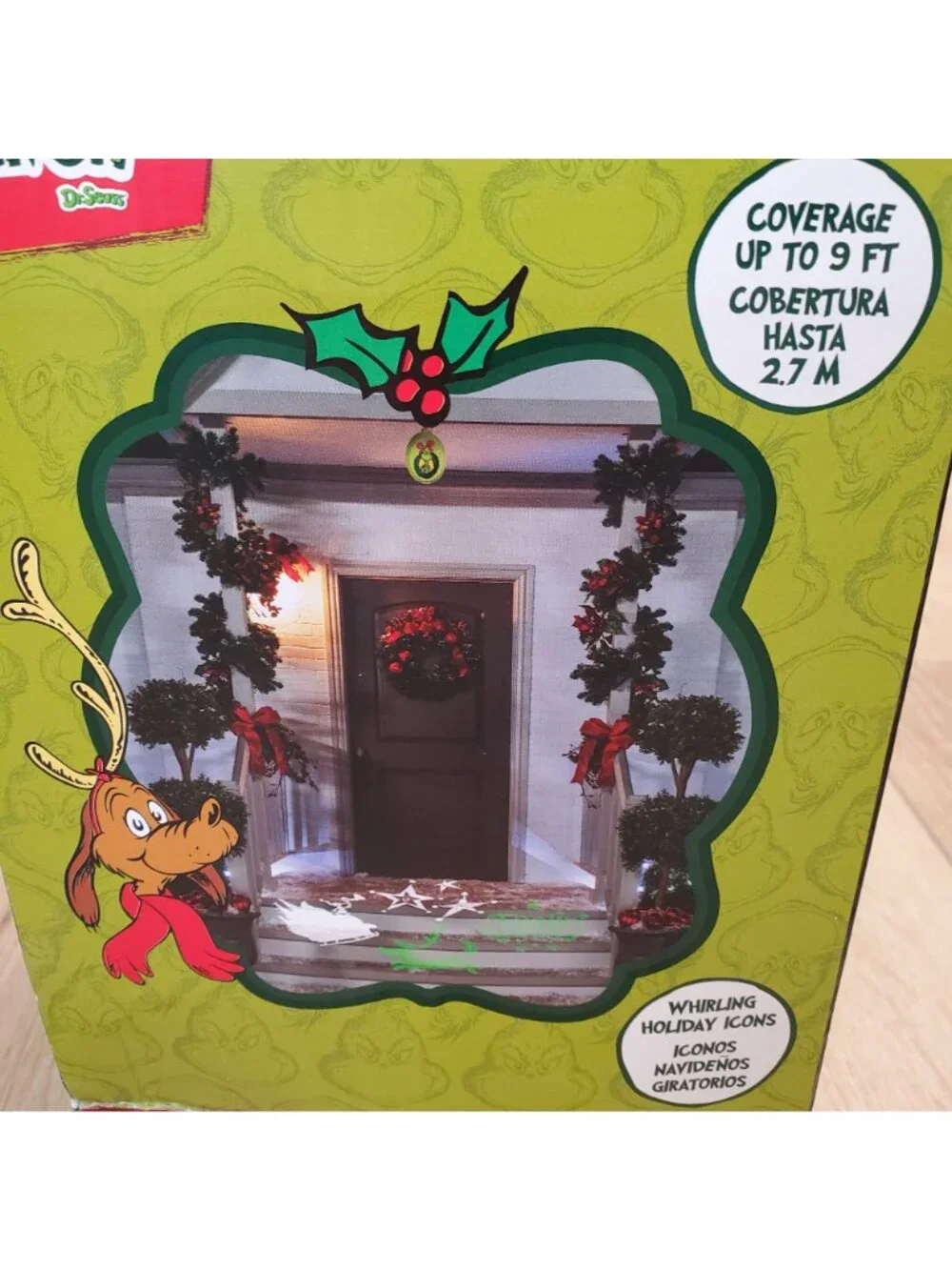 The Grinch LED Whirl-A-Motion Hanging Projector Ornament Holiday Christmas NEW